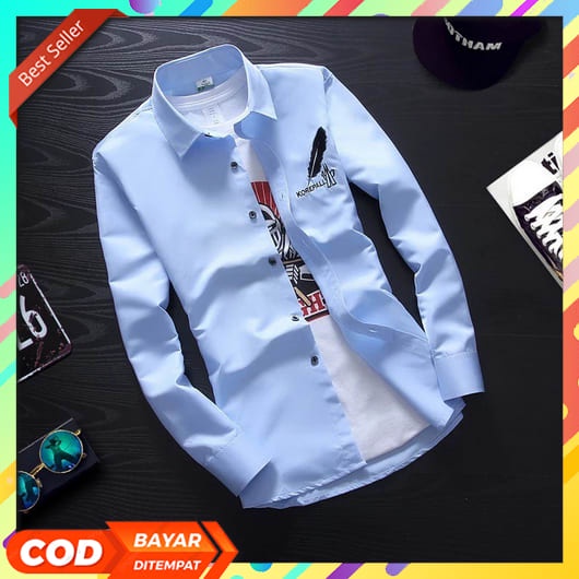 Terjaminnn  Kemeja Pria Lengan Panjang Motif Terbaru / Kemeja Forma Animos / Kemeja Korepall M,L,