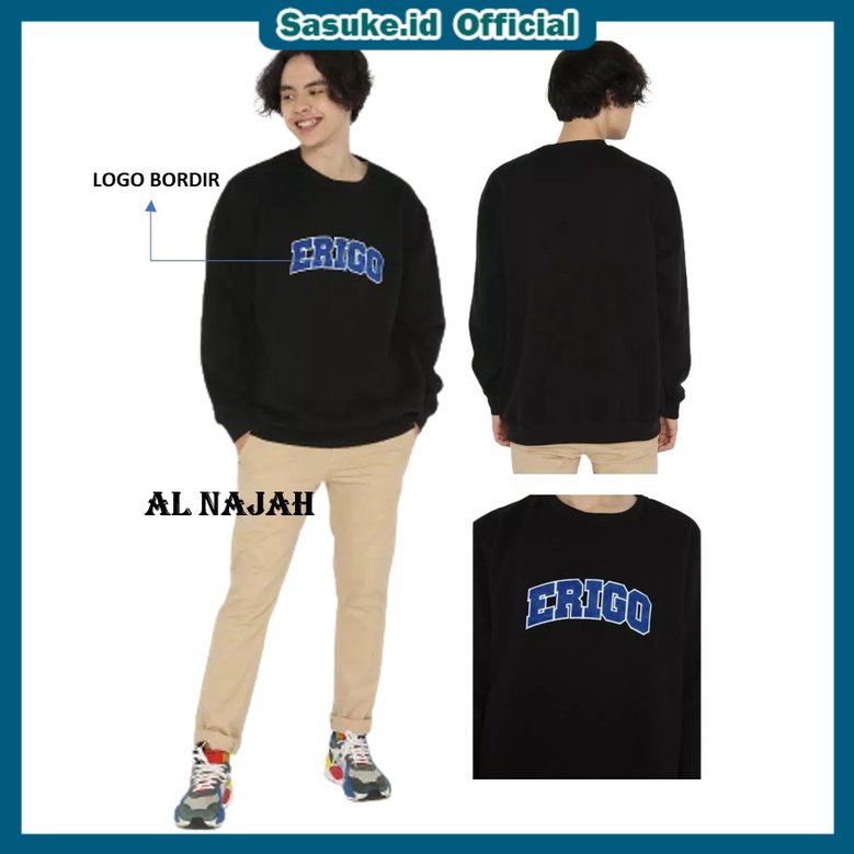 HOODIE SWEATER CREWNECK ASLI BORDIR DARI ERIGO ORIGINS UNISEX BAHAN LEMBUT