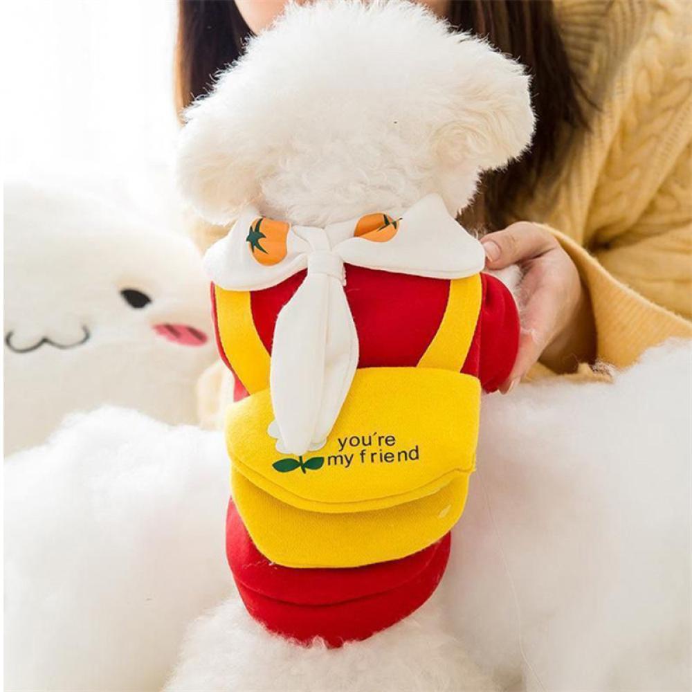 Timekey Baju Anjing Peliharaan Motif Kartun Bahan Plush Hangat Untuk Musim Dingin C6V2