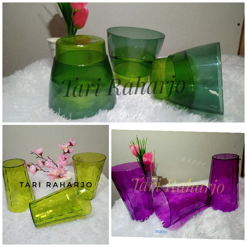 prisma glass Tupperware gelas kristal murah ungu hijau