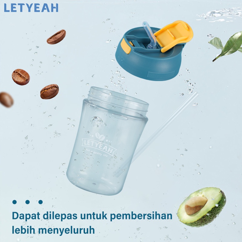 letyeah Botol minum 400ml anti bocor tumpah /botol minum kopi portable tahan panas /botol minum anak sedotan lucu /coffe cup/tumbler kopi