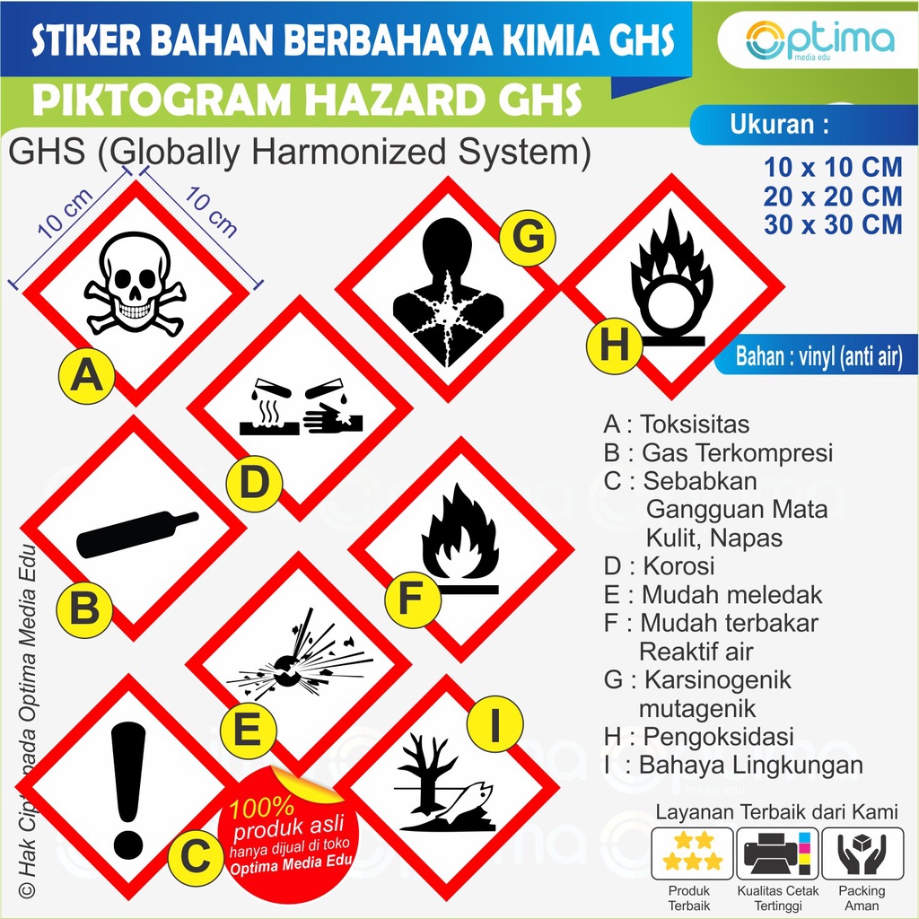 

STIKER LABEL BAHAN BERBAHAYA KIMIA PIKTOGRAM HAZARD - GHS