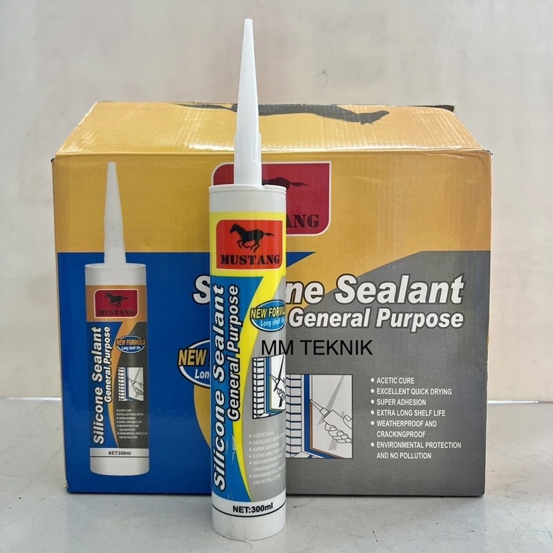 

MUSTANG GROSIR 1 DUS (24 BOTOL) Lem Silikon Kaca Sillicone Sealant PUTIH HITAM BENING
