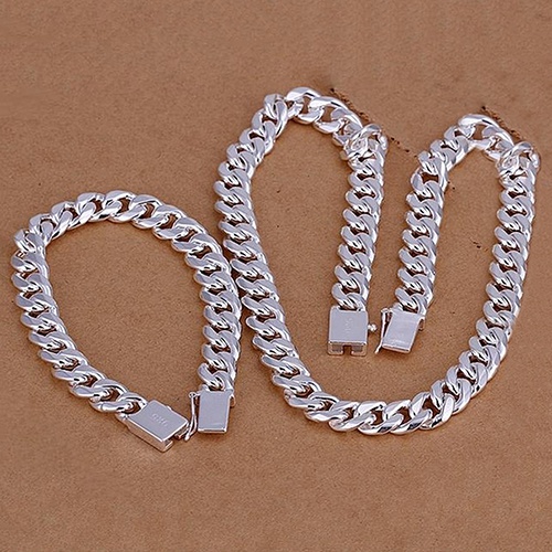 Set Perhiasan Kalung Dan Gelang Bahan Sterling Silver 925 Untuk Pria
