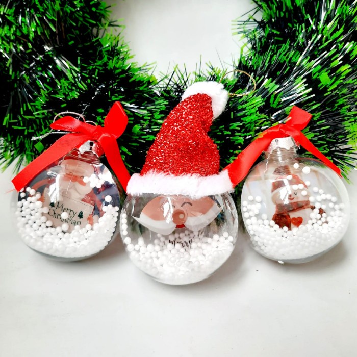 Gantungan Natal Bola Bening Santa Bola Cherry Dekor Hiasan Natal Murah Hiasan Natal Harga Grosir Ter