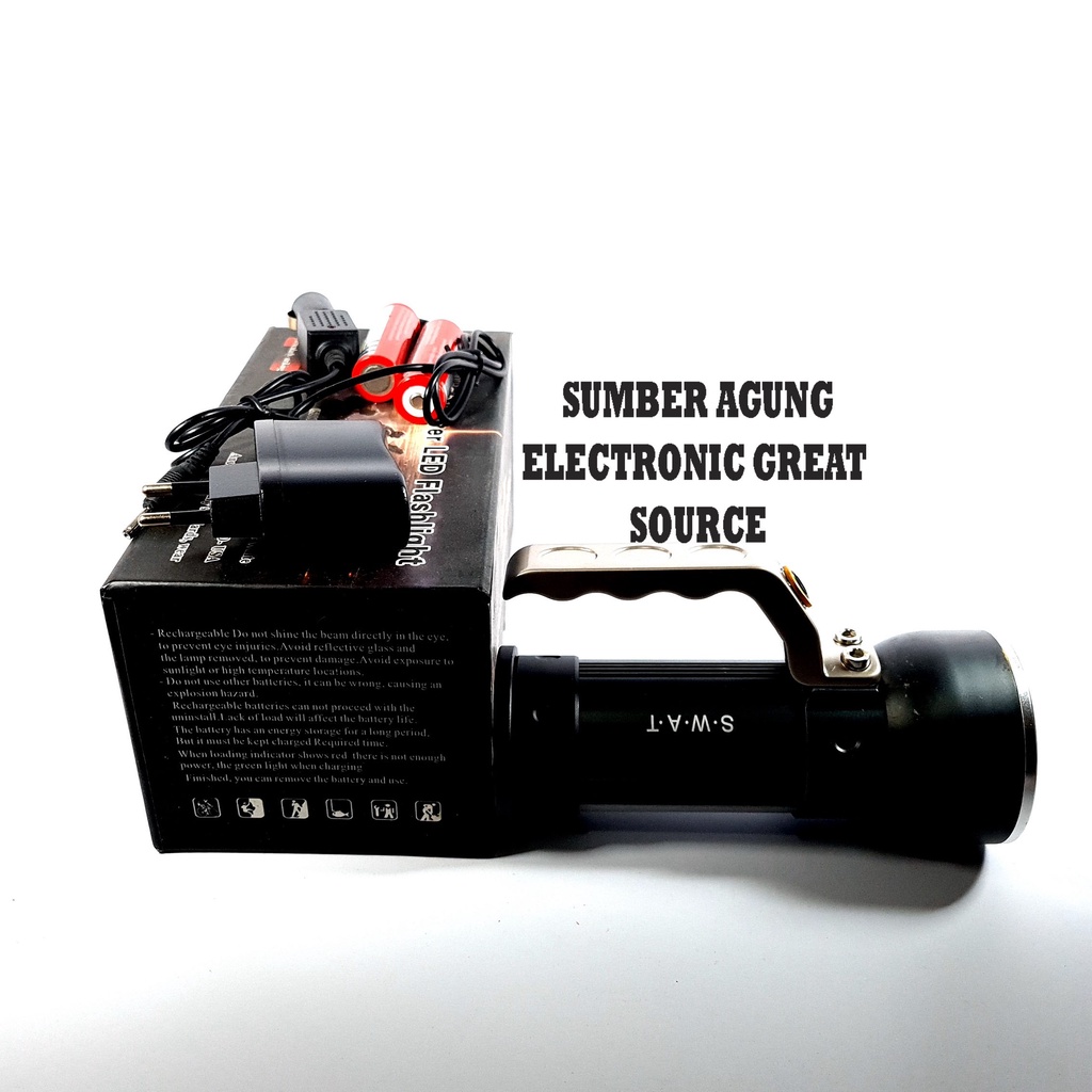 Senter Police 158000W ZXT T8018 Bahan Alloy Baterai Doubel SWAT