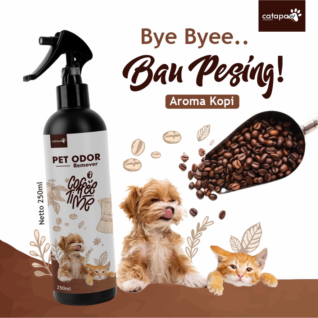 CATAPAW Pet Odor Remover Spray Penghilang Bau Kotoran Kucing Anjing pada Litter Box Hewan Aroma Kopi