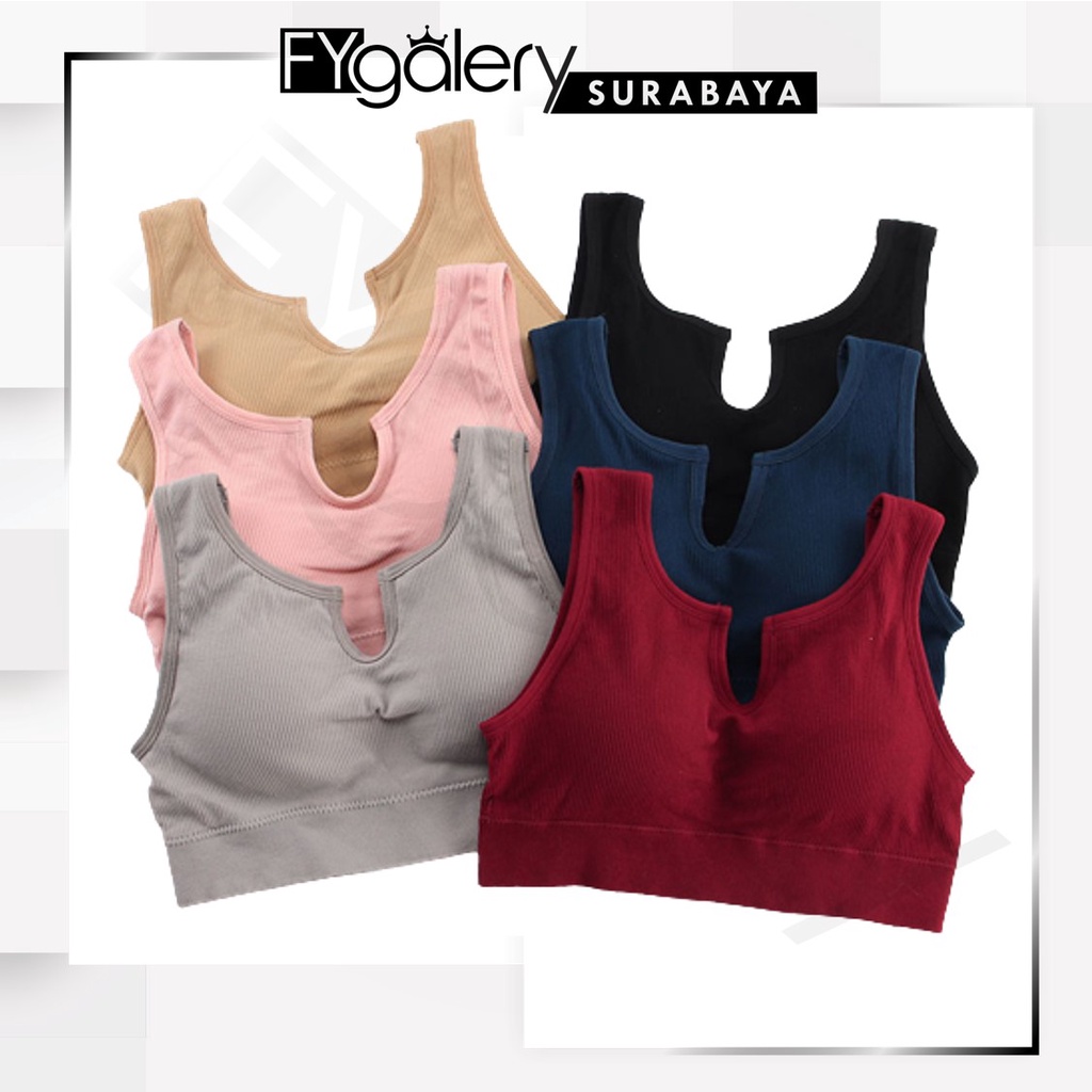 FYGALERYSURABAYA  BRA535 Bra Tanpa Kawat Bentuk U Pakaian Dalam Wanita Polos Tali Tanktop Bra Olahraga Sportbra Gym