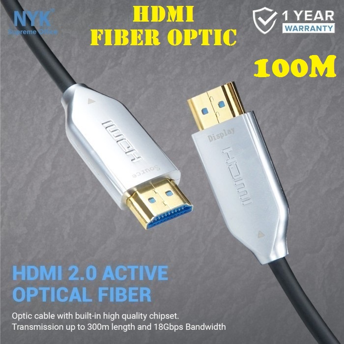 NYK 100 Meter Kabel Active Fiber Optic HDMI 2160P ULTRA HD 4K 100M