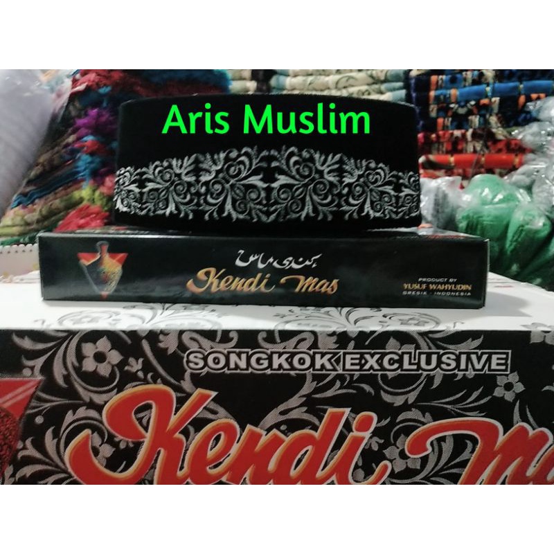 PECI/SONGKOK HITAM KENDI MAS  AC BORDIR ISI (10PCS) GROSIR