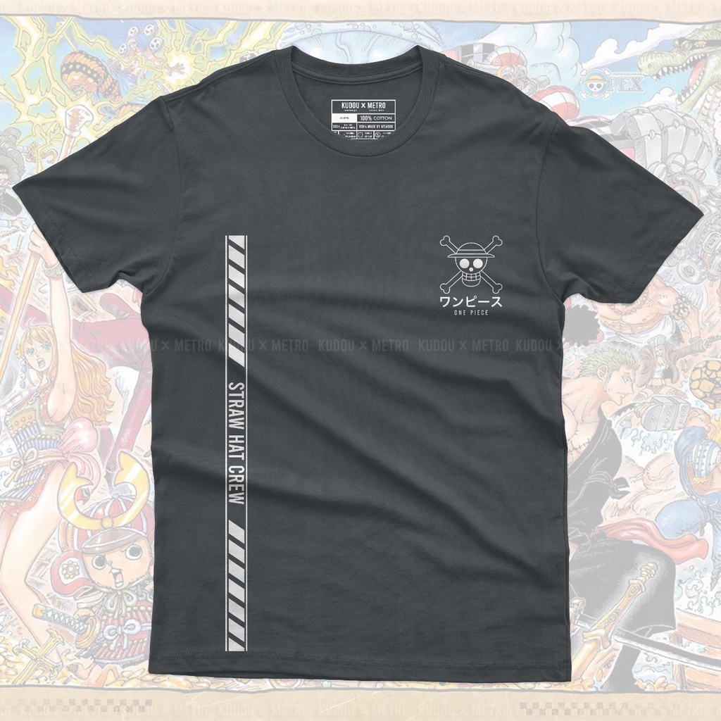 Tshirt Strawhat Crew Stripe Anime Manga One Piece Mugiwara Crew Kaos Nakama Bajak Laut King of Pirate