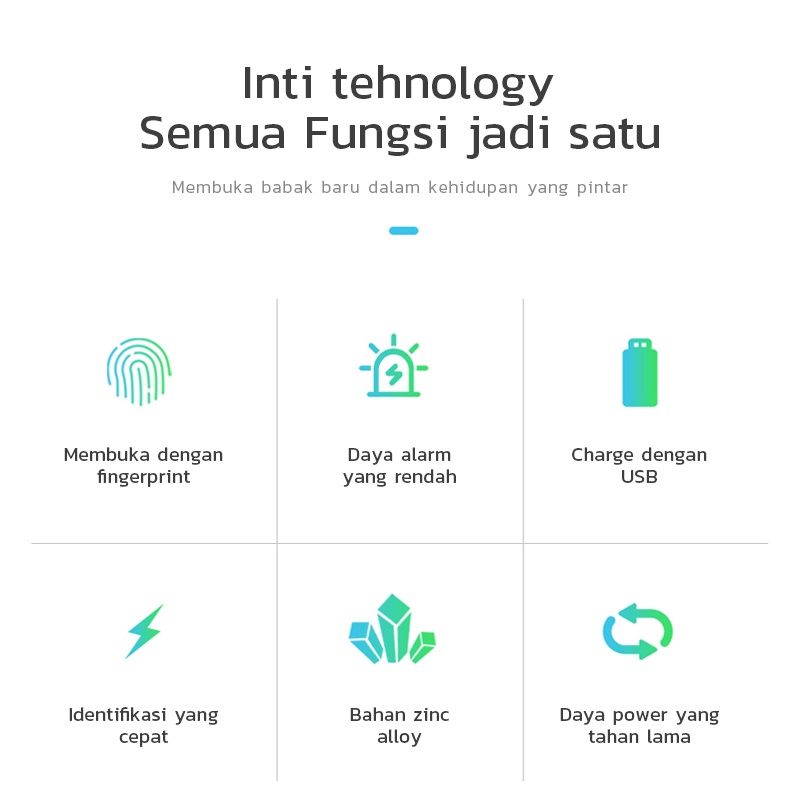 Kadonio kunci gembok sidik jari Smart Fingerprint Padlock Security gembok pagar pintu anti maling kunci gembok pintu