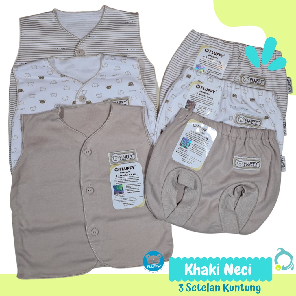 FLUFFY 3 Stelan Kuntung Bis Motif Mix ( Abu | Khaki | Pink | Biru ) Size 0-3 Bulan (Newborn)