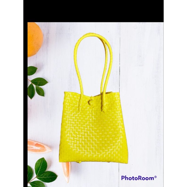Tas Anyaman Plastik Original Jali Pastel Kuning / Tas Wanita / Tas Kuliah Size M 28 x 14 x 26 cm