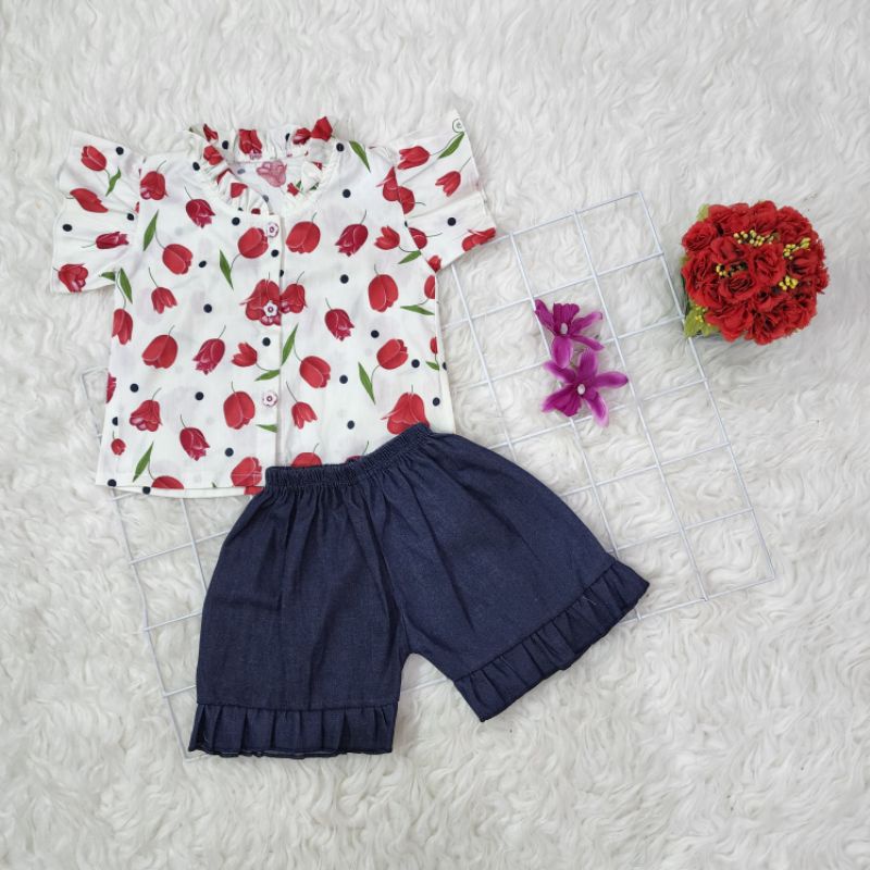 Baju bayi perempuan stelan baby girl bunga 008