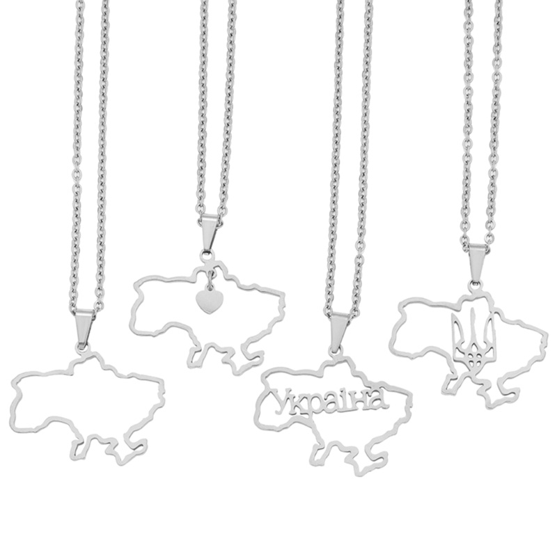 Kalung Choker Liontin Peta Ukraine Hati Untuk Hadiah