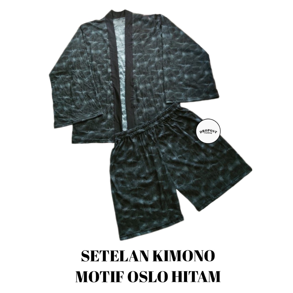 SETELAN KIMONO LENGAN PANJANG CELANA PENDEK BOXER SET KATUN COTTON PRINTING JUMBO COWOK CEWEK PRIA W