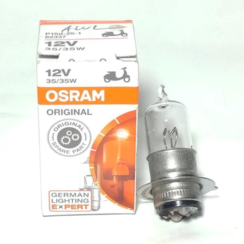Lampu depan bohlam halogen osram motor bebek metik 35W lampu osram warna kuning  utama kaki 1 ac/dc 