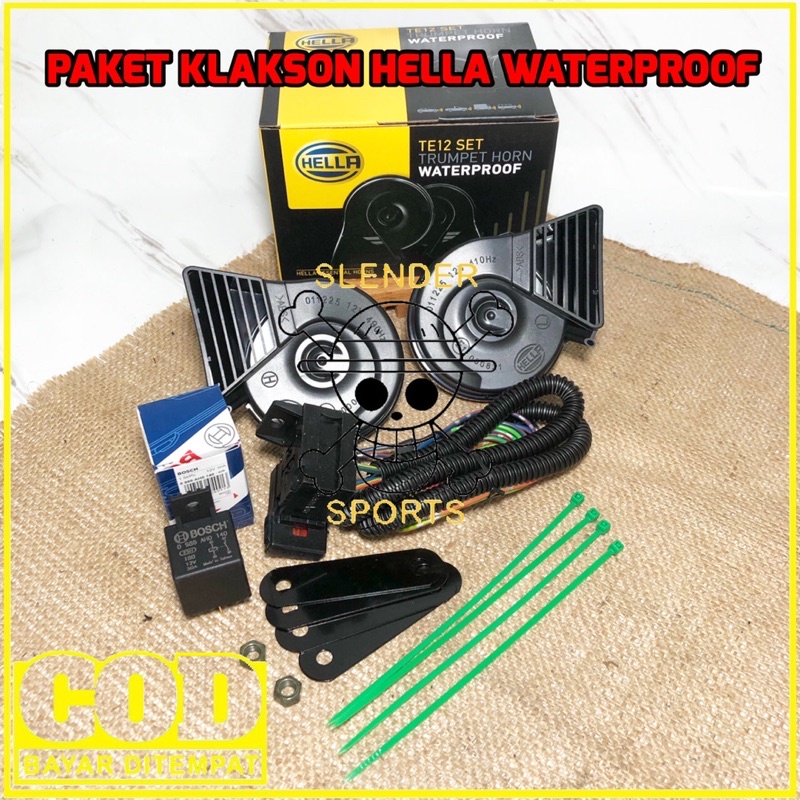 PAKET KLAKSON HELLA WATERPROOF - KLAKSON KEONG HELLA WATERPROOF TE12 12V