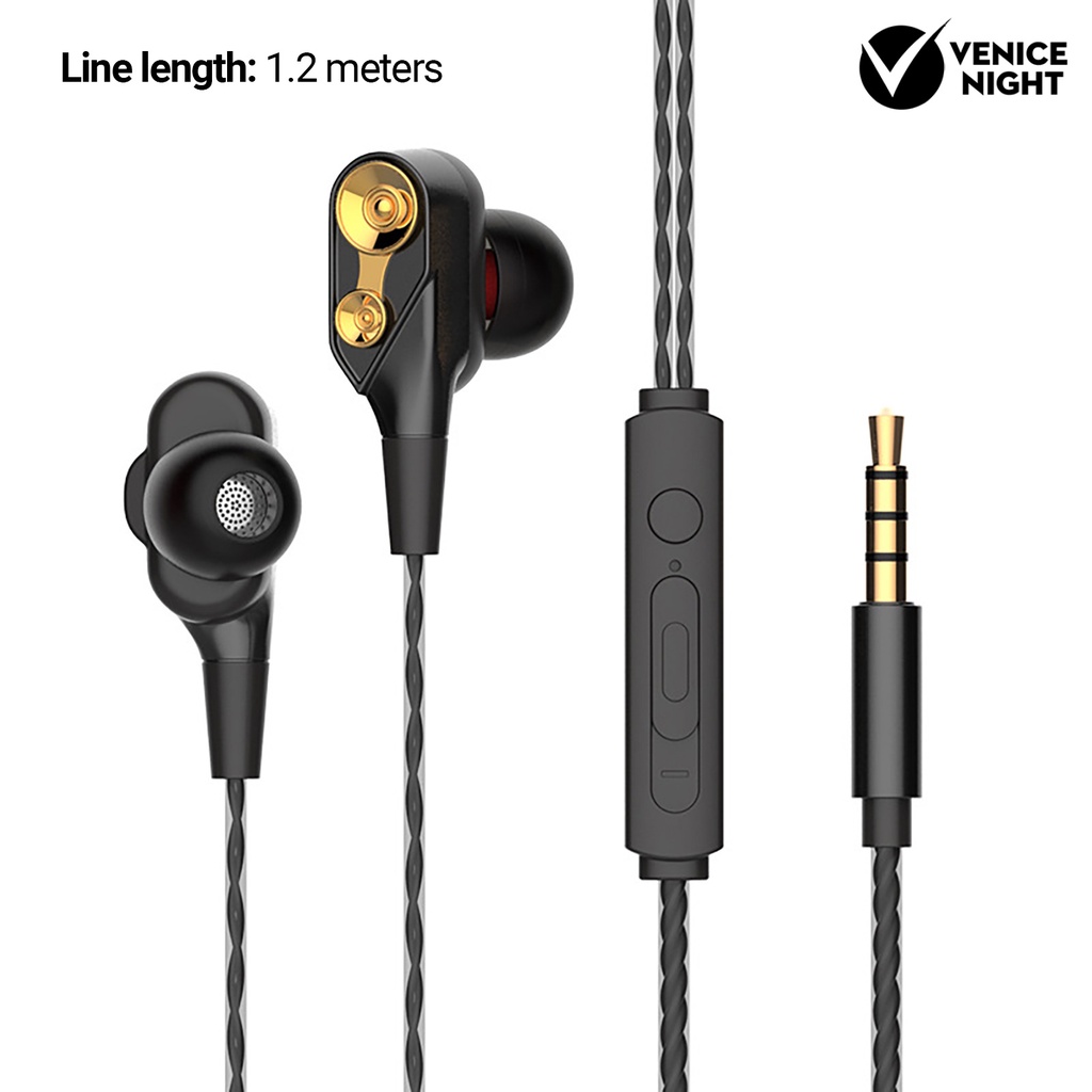 (VNEP) (Berkabel) Earphone In ear Heavy Bass Dengan Kabel Coil Ganda + Jack 3.5mm Untuk Handphone