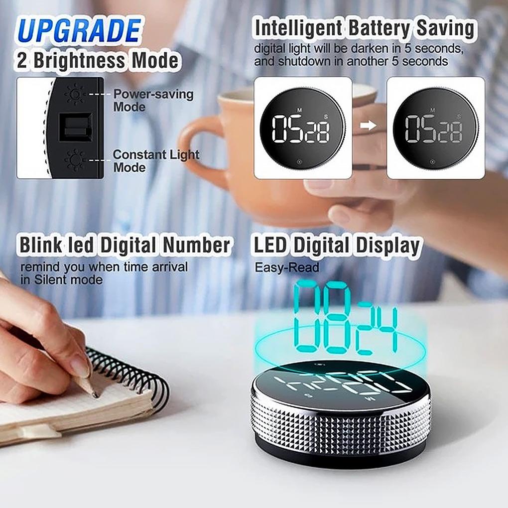 Digital Timer Stopwatch LED 99menit 59detik Meditasi Elektronik Countdown Alarm Dapur Gadget Perlengkapan Rumah