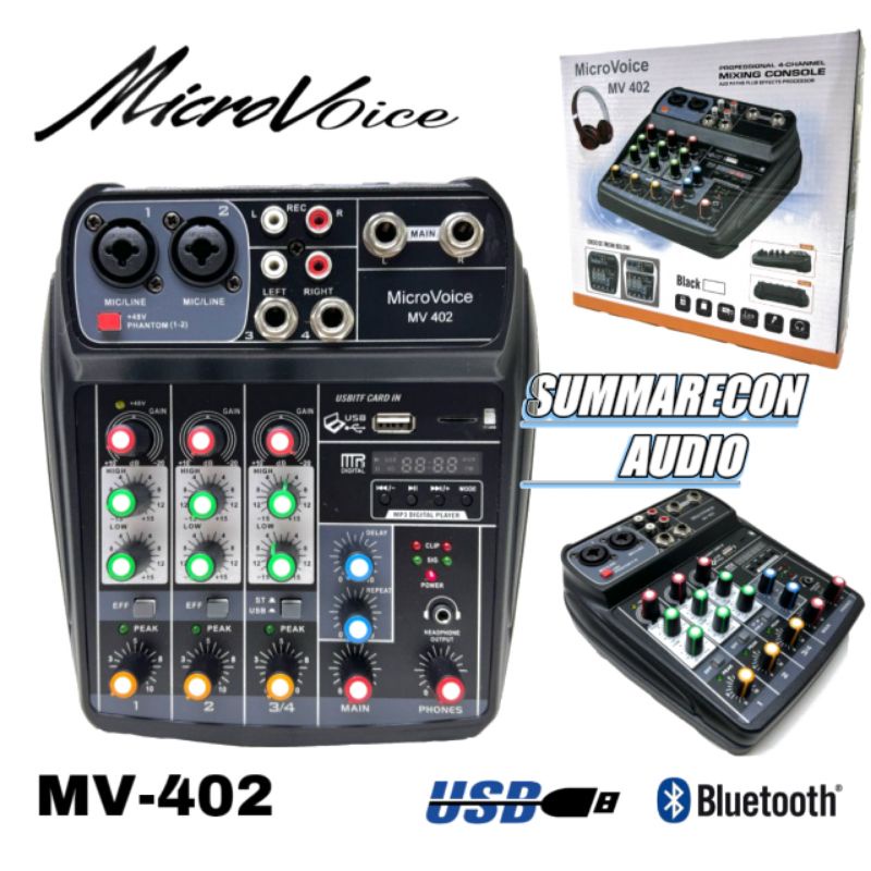 Mixer MicroVoice MV 402 Original Mixer mini 4 Channel Bluetooth