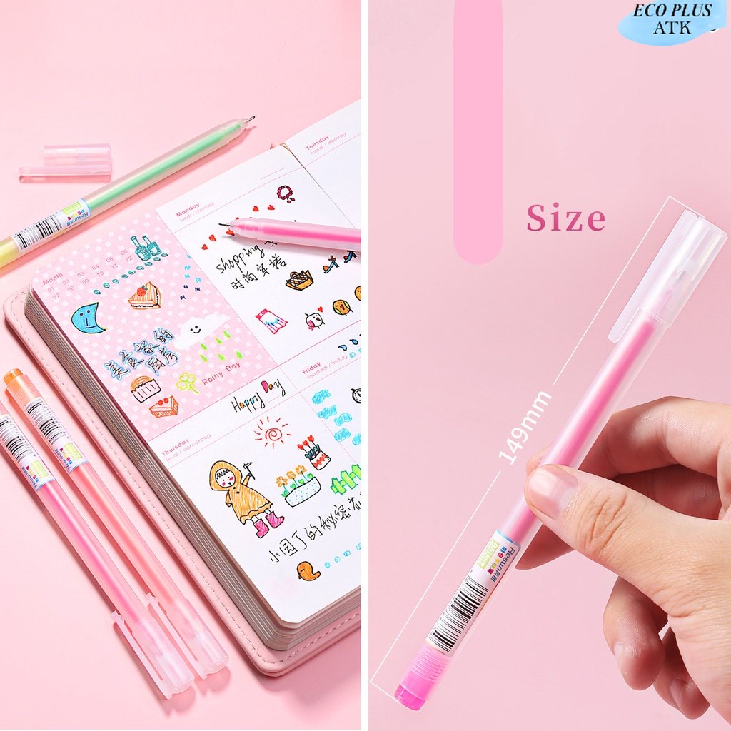 Ballpoint Color 0.5mm Colorful Pastel Cerah Stationery Sekolah Kantor ATK