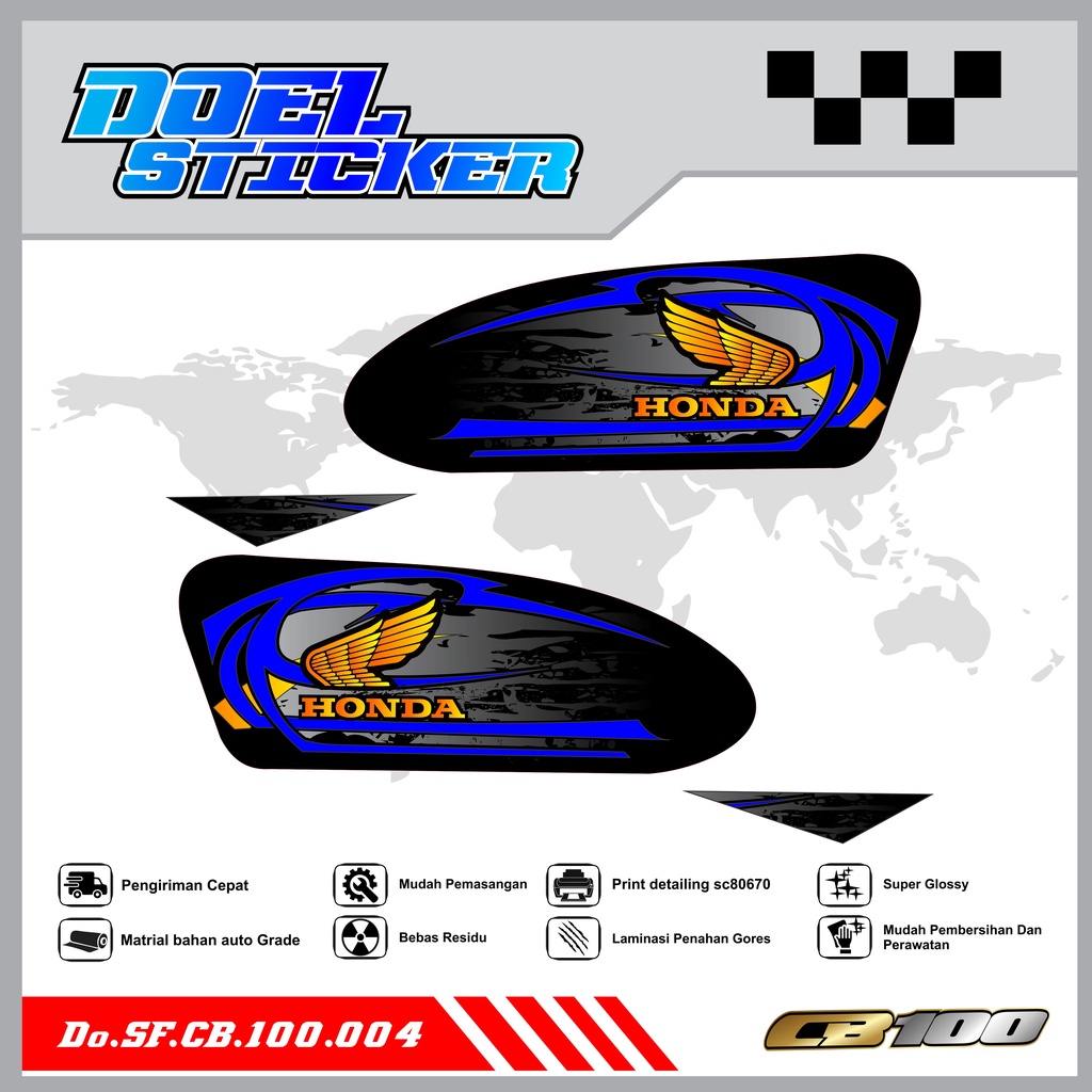 Sticker Striping Honda CB 100 List Variasi Hologram , Crome Doel  004