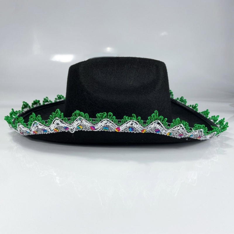 Topi Koboi Pria Dan Wanita Aksen Payet Gaya Vintage Untuk Pesta Natal