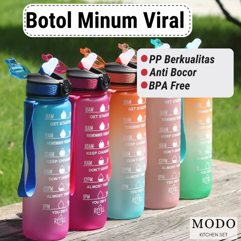 Jual Botol Minum Viral 1000ml Botol Minum 1 Liter Slim Gradasi Botol Minum Shopee Indonesia 