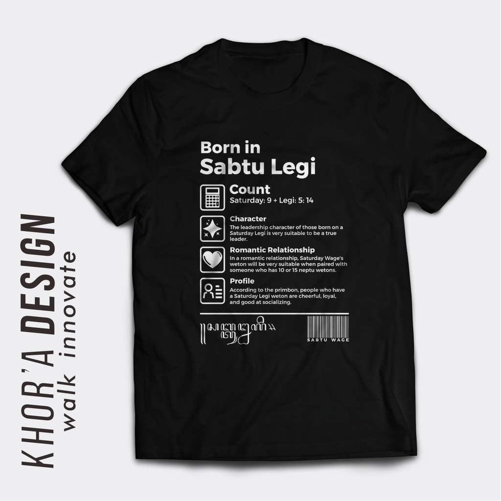 Kaos weton sabtu Legi culture jawa weton kualitas distro cotton combed 30s