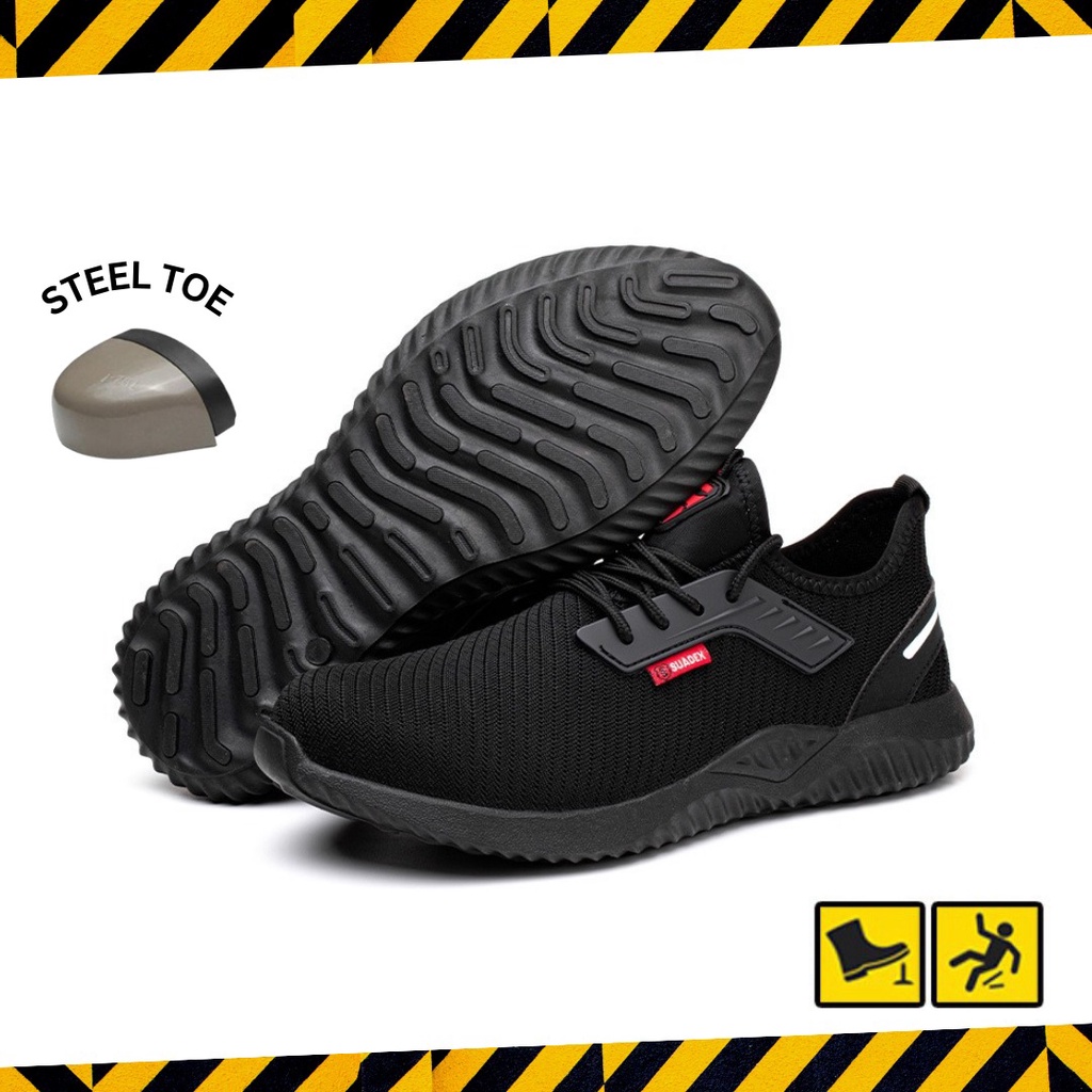 SPORT SAFETY SHOES FASHION SEPATU SEFTY SAFETY KUALITAS MURAH BLACK 122