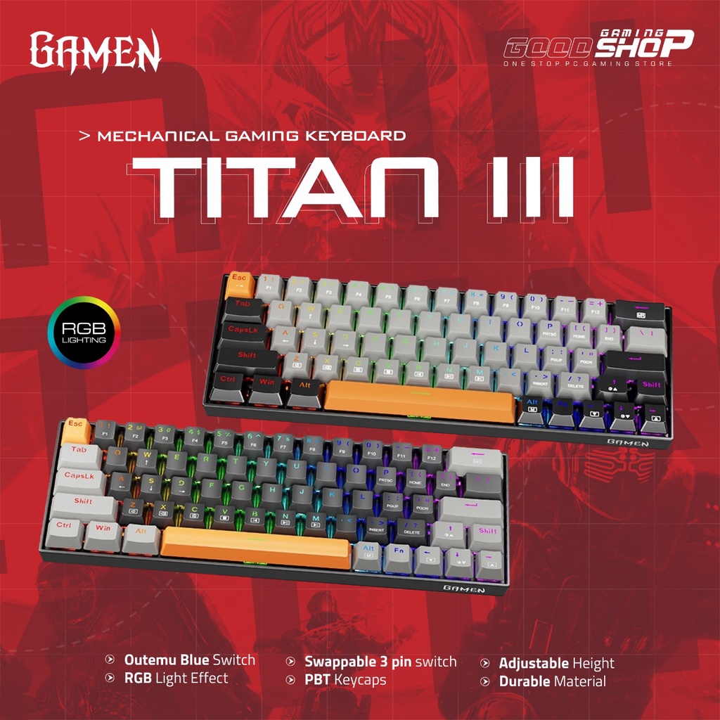 Gamen TITAN 3 - Mechanical Gaming Keyboard - Black-Gray