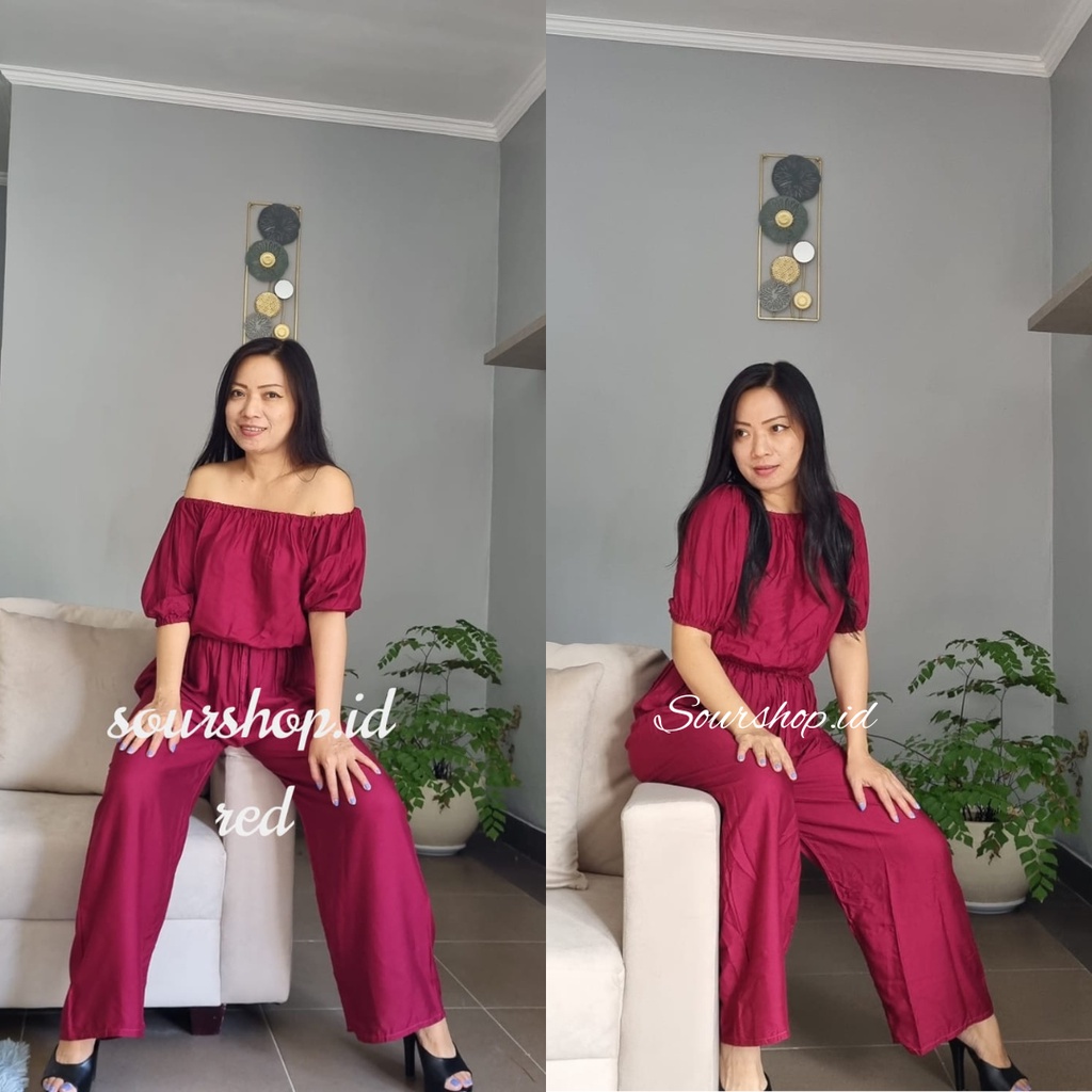 One Set Wanita Sabrina celana kulot Crop Top fit to XL