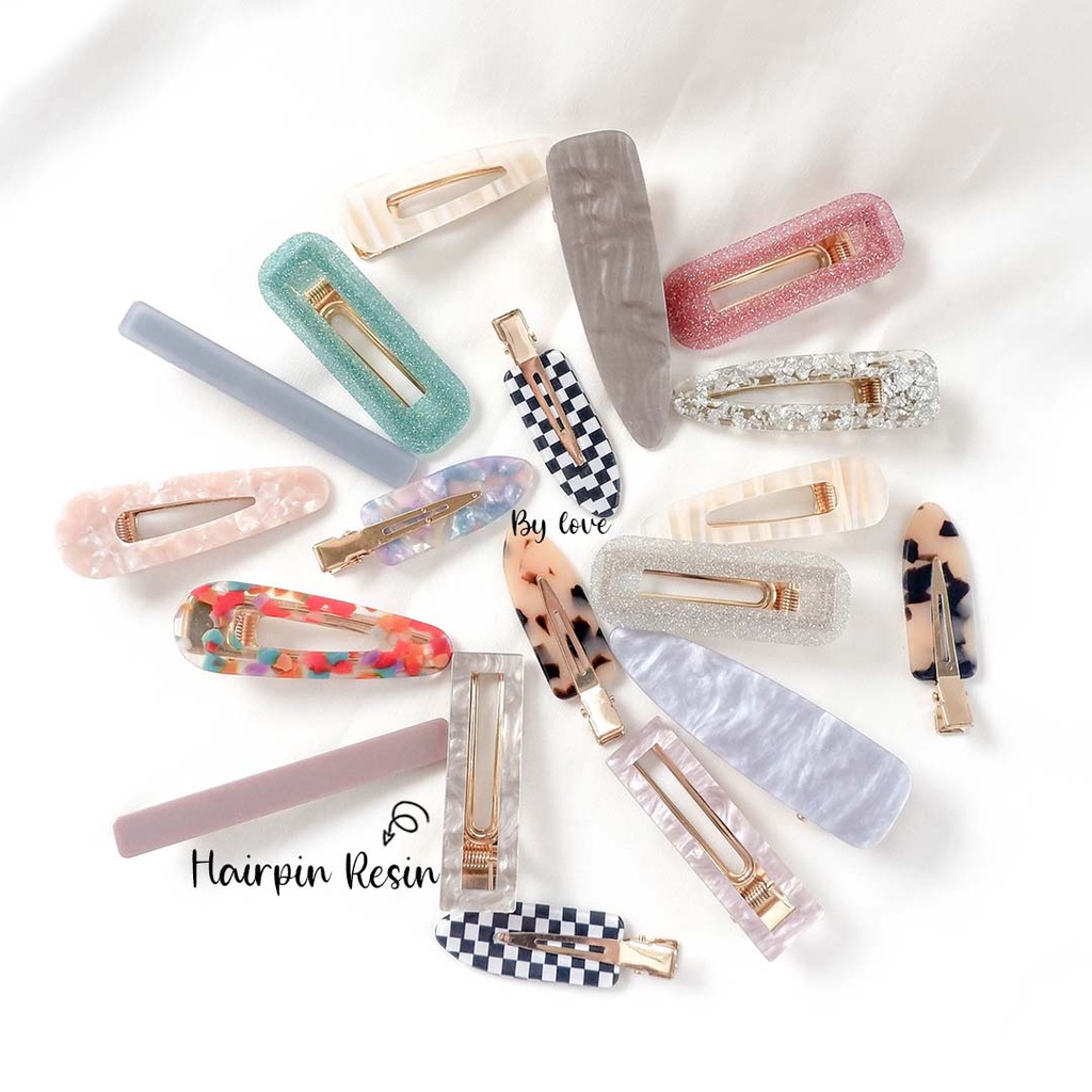 (READY STOCK) RESIN HAIRPIN KOREA/JEPIT RAMBUT WANITA RESIN KOREA/JEPIT RAMBUT/JEPIT LUCU MARBLE PASTEL COLOR