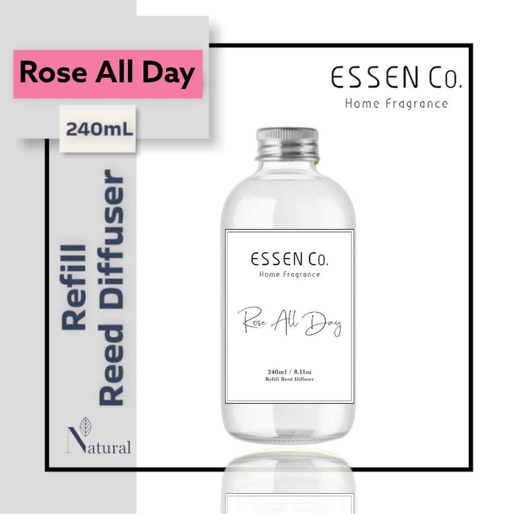 Essen Co Reed Diffuser Aromatherapy Rose All Day Pengharum Pewangi Ruangan Aromaterapi Refill