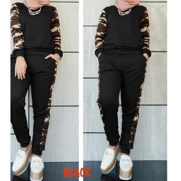 stelan training loreng/baju senam muslim/baju olahraga muslim/vr - M - L, MAROON