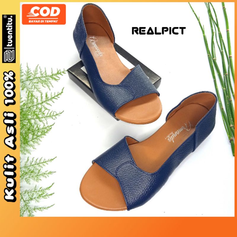 Sandal Wanita Kulit Asli Sukaregang Garut Sendal Kulit Cewek Cewe Perempuan Wanita Dewasa Ori Origin