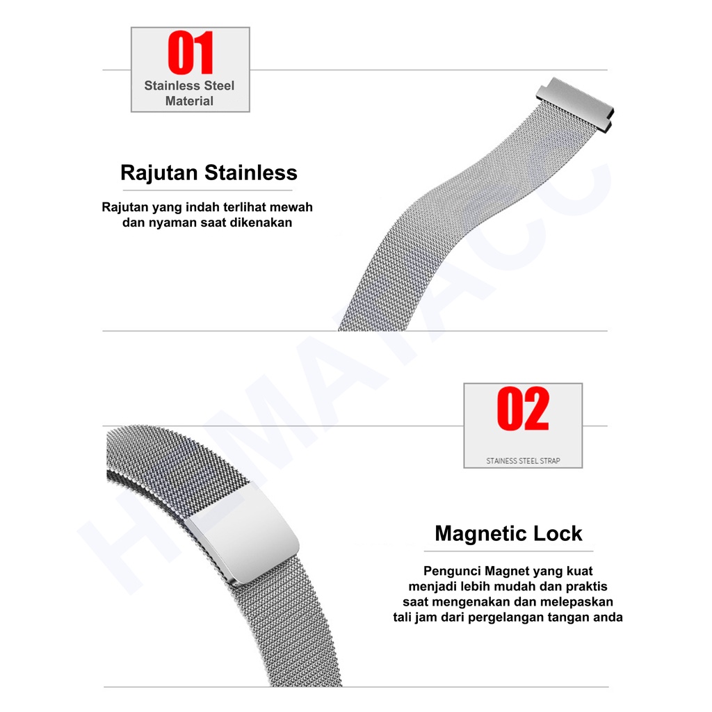 Strap Mi Band 7 6 5 4 3 Stainless Steel Tali Jam Anti Karat Xiaomi MiBand Hematacc