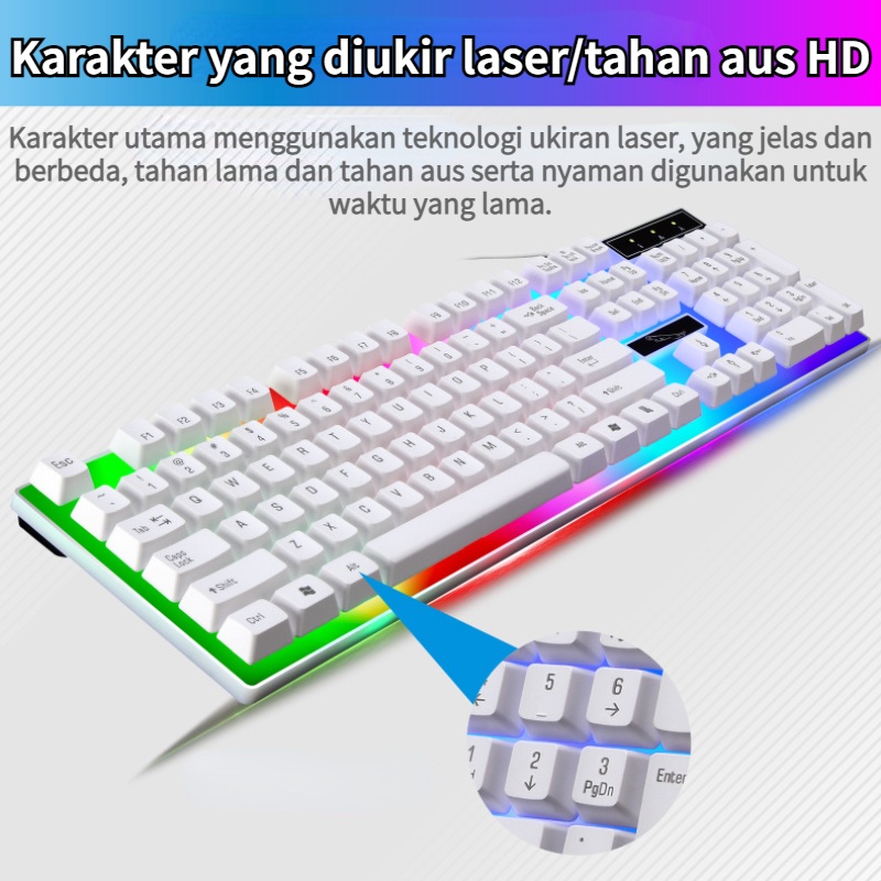 Keyboard Dan Mouse Gaming PC Full Set LED RGB Waterproof Acetech G21B Untuk PC Komputer Laptop