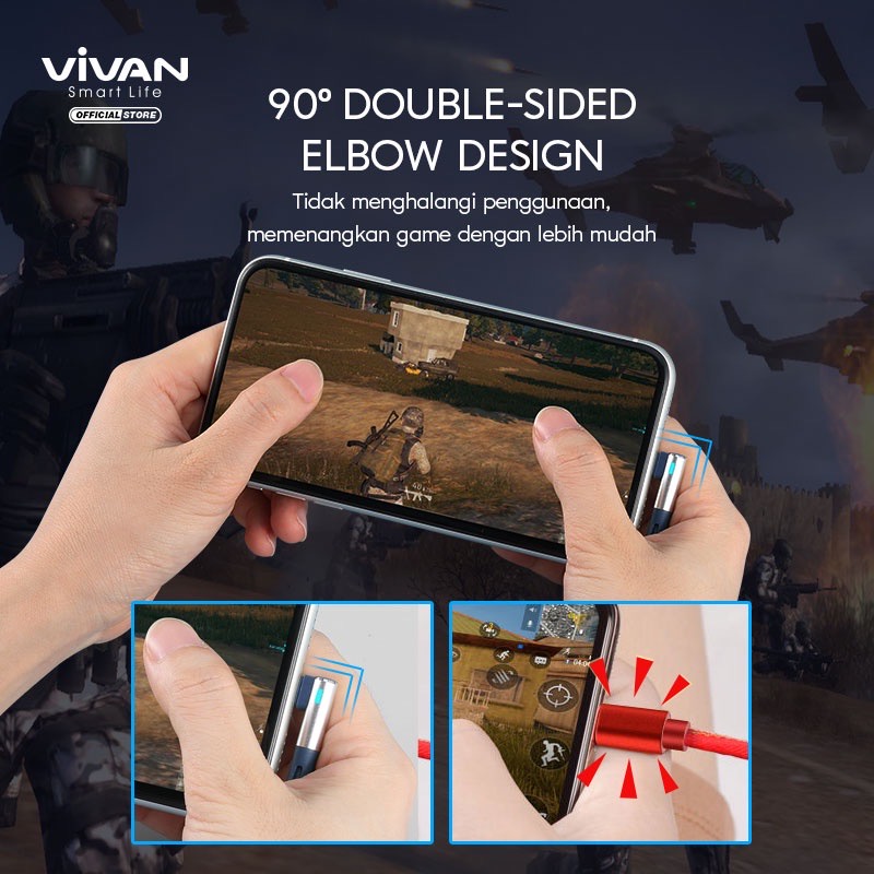 Kabel Gaming Micro USB VIVAN BWM100S Fast Charging Gaming Cable 2.4A - Garansi Resmi 1 Tahun