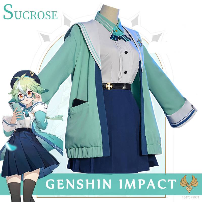 Genshin Impact - Sucrose Cosplay JK Uniform Set Anime Long Sleeve Shirt Skirt Jacket Costume Suit Ha
