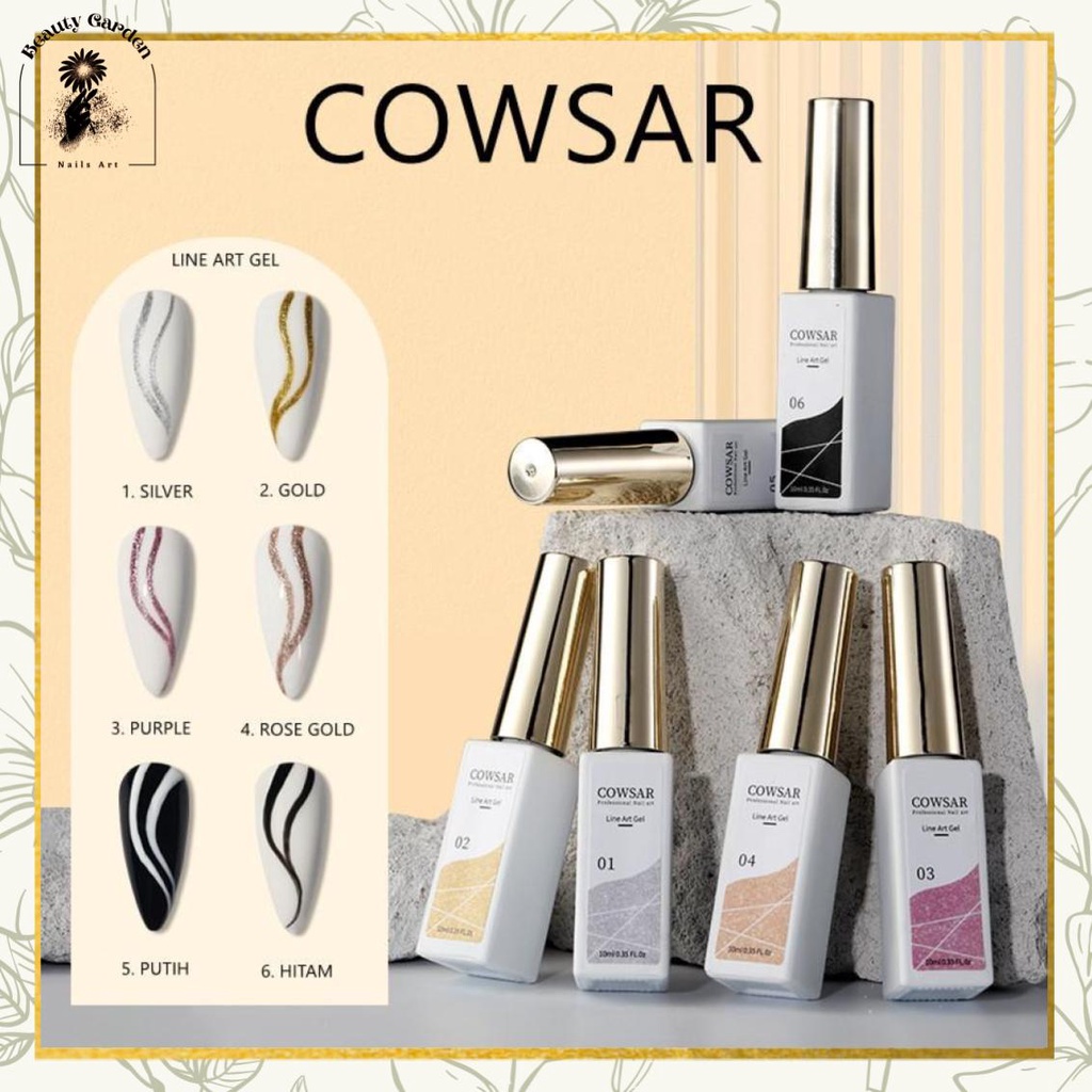 【 COD 】COWSAR LINE GEL METAL NAIL / KUTEK GEL LINE PAINTING GEL POLISH NAIL ART