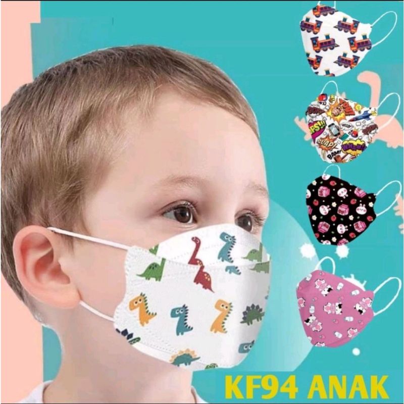Masker KF94 Anak Laki laki Motif dinosaurus