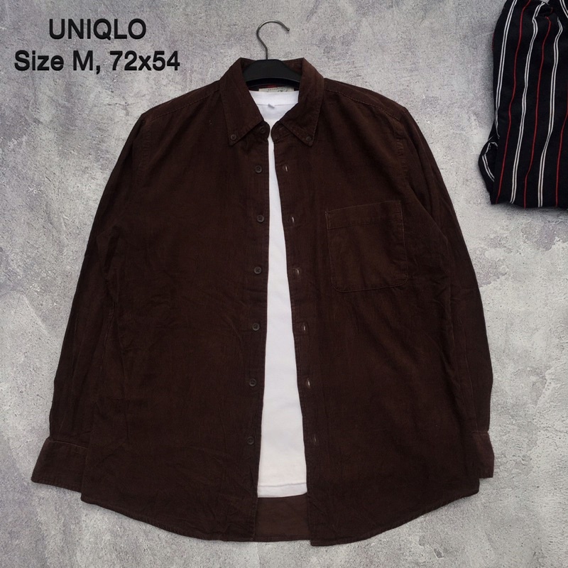 kemeja CORDUROY UNIQLO shirt Dark Brown