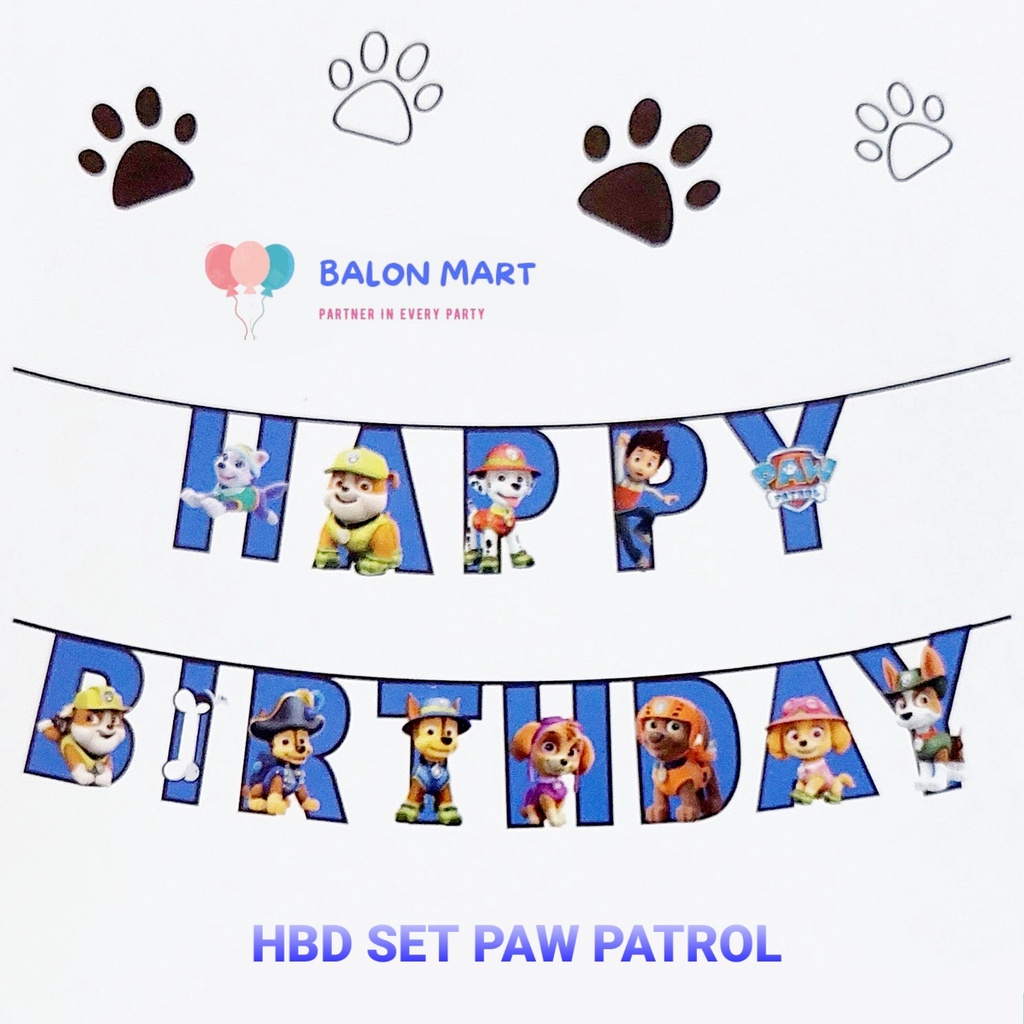 Bunting Flag HBD / Banner Happy Birthday Set Paw Patrol
