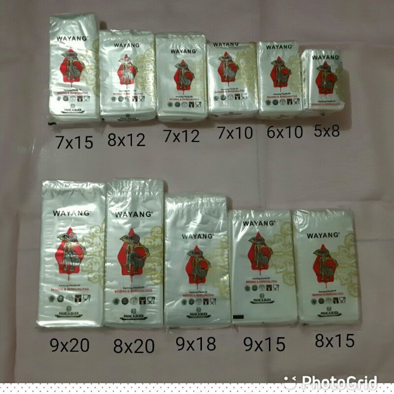 Plastik Wayang PP 03 | Plastik Bening Cap Wayang Berbagai Ukuran Berat 250gram