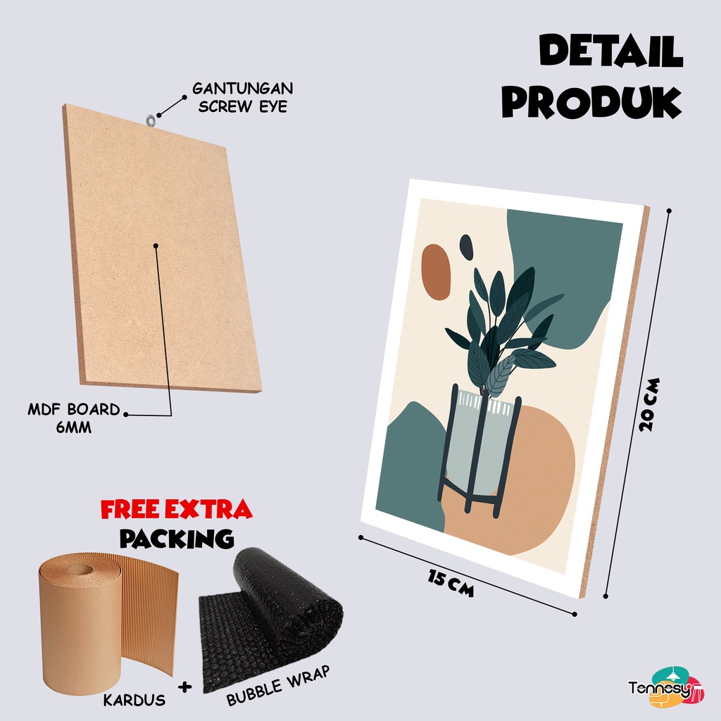 TENNESY HIASAN DINDING WALL DECOR ABSTRAK FLOWER 15x20CM PAJANGAN KAYU POSTER DEKORASI DINDING KAMAR TIDUR RUMAH BUNGA