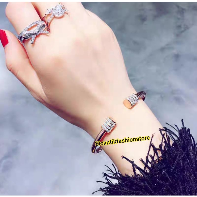 Gelang Set Titanium Wanita Terbaru Terlaris Anti Karat Selamanya Gelang Wanita Rose Gold Permata Terlaris Fashion Wanita Gelang Wanita Korea Viral