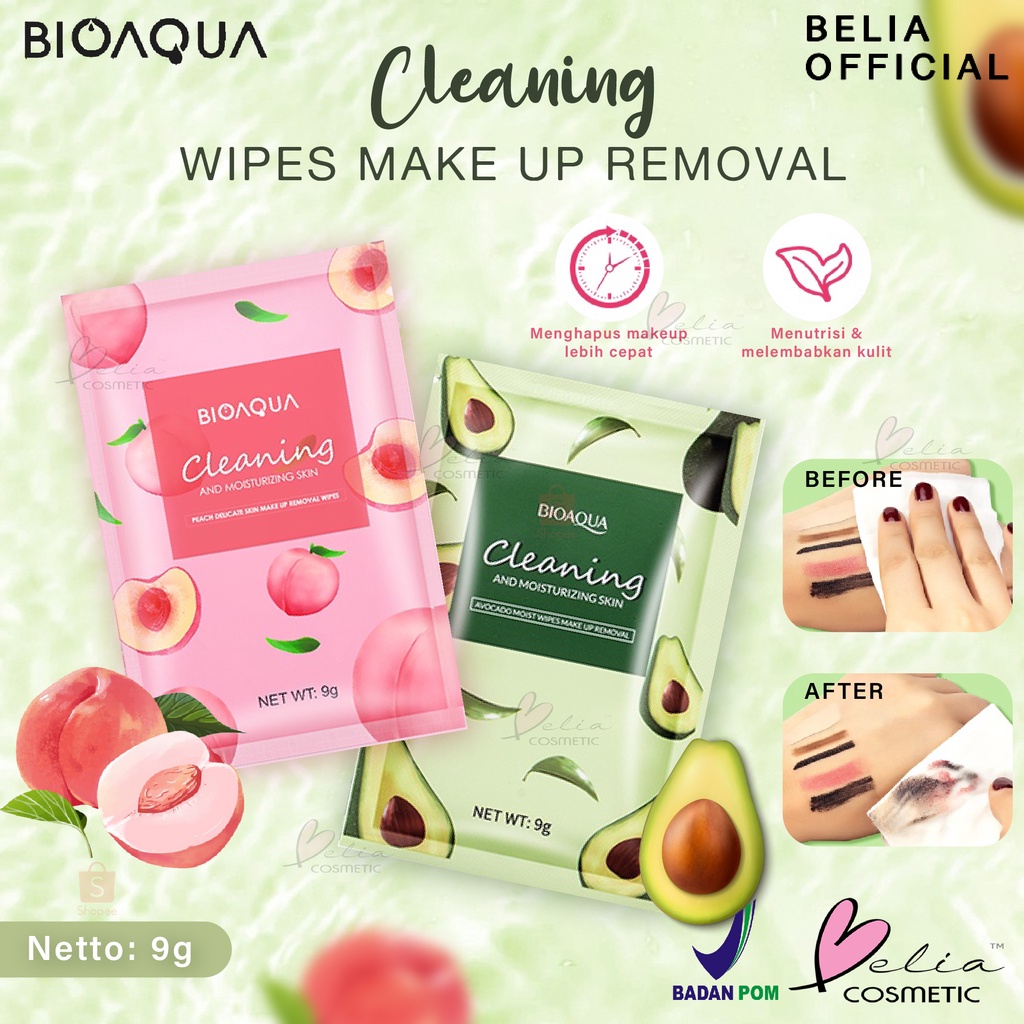 ❤ BELIA ❤ BIOAQUA Moist Wipes Make Up Removal 9g [ECER] | Makeup Remove wipes Cleansing Cotton remover Sheet | Tisu pembersih wajah | BPOM